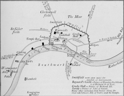 Sketch map of London in the 15th century, 1906. Artist: Unknown.