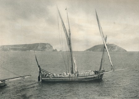 Sailing boat in the harbour of Naples, Italy, 1927. Artist: Eugen Poppel.