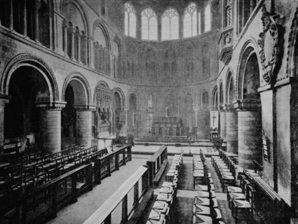 Interior of the Church of St Bartholomew the Great, West Smithfield, City of London, 1906. Artist: Unknown.