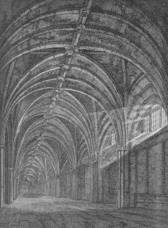 Eastern cloister of St Bartholomew's Priory, West Smithfield, City of London, c1805 (1906). Artist: John Greig.