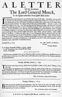Letter from General Monck to the Speaker of the House of Commons, 1659 (1903). Artist: Unknown.