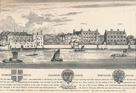 Durham House, Salisbury House and Worcester House, London, c1808 (1903). Artist: Unknown.