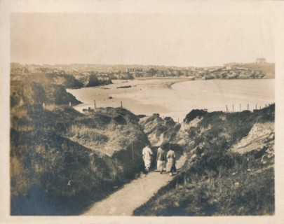 'Newquay Cliff Path to Tolcarne Beach', 1927. Artist: Unknown.