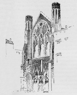 'East Front of St. Stephen's Chapel as it appeared after the fire of 1834', c1897. Artist: William Patten.