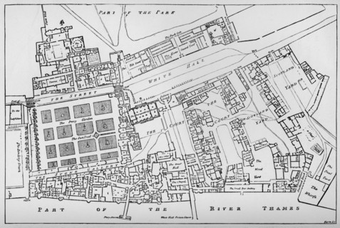 'A Reduced Copy of Fisher's Ground Plan of the Royal Palace of Whitehall, Taken in the Reign of Char Artist: William Patten.