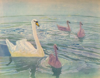 'Swan and Cygnets', 1911, (1928). Artist: William Giles.