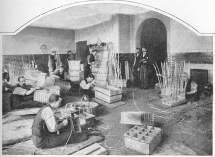 Blind basket-makers at work, Tottenham Court Road, London, c1901 (1903). Artist: Unknown.