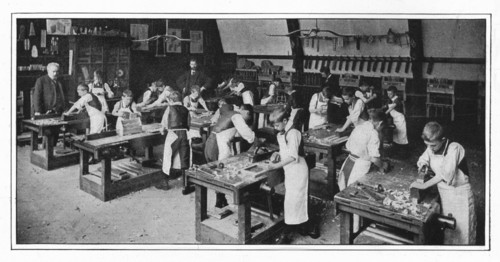 A manual training centre: woodwork, London, c1900 (1901). Artist: Unknown.
