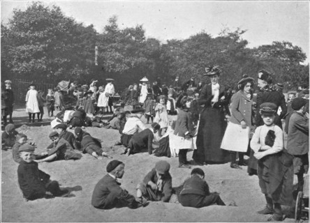 The sandpit, Victoria Park, London, c1900 (1901). Artist: Unknown.