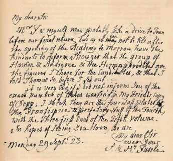 A letter from Henry Fuseli, 29 September 1823 (1904). Artist: Henry Fuseli.