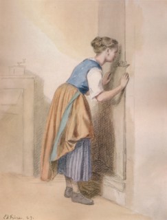 'The Keyhole', 1869, (1938). Artist: Pierre Edouard Frere.