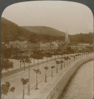'Rio Janeiro's 5 mile quay, encircling world's largest land-locked bay', c1900. Artist: Unknown.