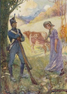 'Driving A Cow Before Her, Laura Secord Passed The American Sentries', c1909, (c1920). Artist: Joseph Ratcliffe Skelton.