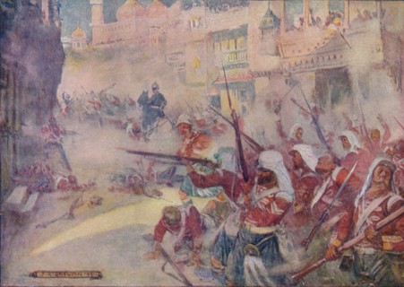 'British Soldiers Were Seen Fighting Their Way Through The Streets', 1908, (c1920).  Artist: Joseph Ratcliffe Skelton.