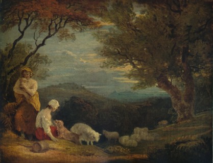 'Landscape with Women, Sheep and Dog', c1811, (1938). Artist: Richard Westall.
