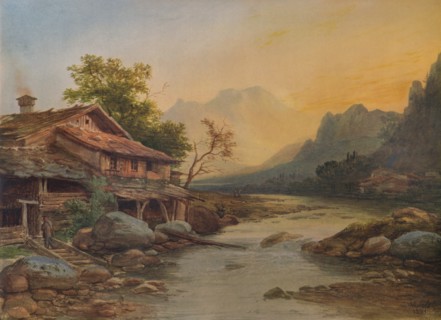 'Swiss Mountain Village', 1831, (1938). Artist: Louis Etienne Watelet.