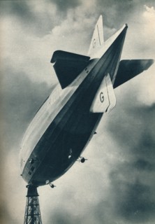 British rigid airship R101 riding at her mooring mast at Cardington, Bedfordshire, c1929 (c1937). Artist: Unknown.