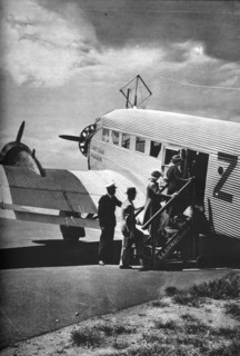Passengers boarding one of the Junkers airliners of South African Airways, c1936 (c1937). Artist: Unknown.