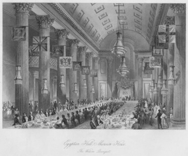 'Egyptian Hall, Mansion House: The Wilson Banquet', c1841. Artist: Henry Melville.