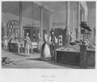 'Reform Club. The Kitchen', c1841. Artist: William Radclyffe.