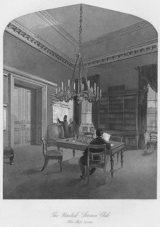 'The United Service Club. The Map room', c1841. Artist: Henry Melville.