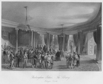 'Buckingham Palace, - The Library. Foreign Leveé', c1841. Artist: Henry Melville.