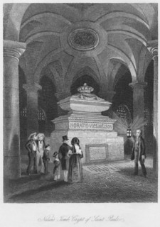'Nelson's Tomb, Crypt of Saint Pauls', c1841. Artist: Thomas Hosmer Shepherd.