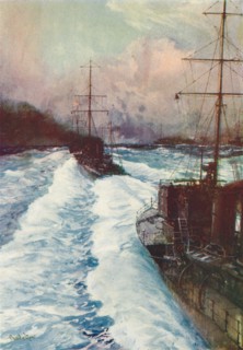 'The Hornets of the Seas. Destroyers at Speed', c1917 (1919). Artist: Charles Dixon.