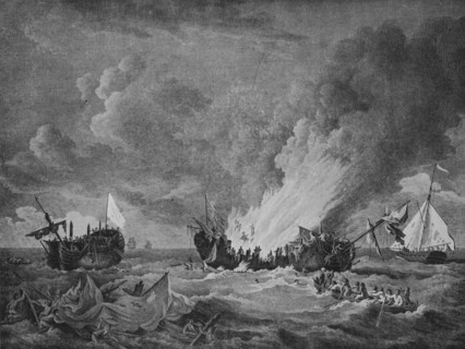'The 'Quebec' and the 'Surveillante'', c1780. Artist: Richard Paton.