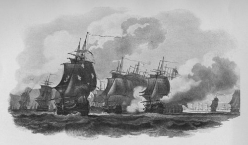 'Engagement off Dominica', c1782. Artist: Nicholas Pocock.