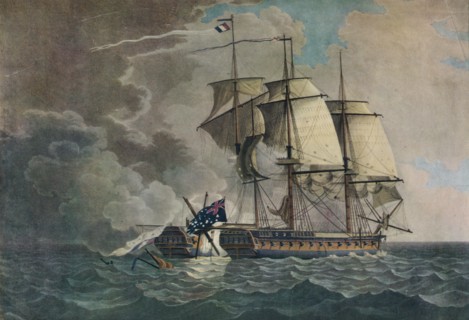 'Capture of the 'Cleopatre'', c1794. Artist: Thomas Yates.