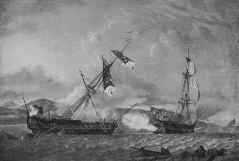 'The 'Blanche' and the 'Pique', c1795. Artist: Robert Dodd.