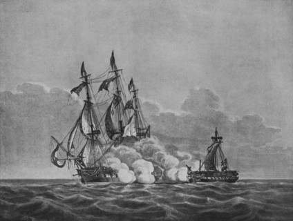 'The Constitution and the Java, c1813. Artist: Nicholas Pocock.