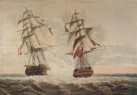 'Capture of the President', c1815. Artist: Thomas Buttersworth.