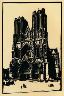 'Rheims Cathedral ', 1914, (1918). Artist: Allan Douglass Mainds.