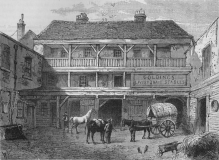 The Old Black Bull Inn, Gray's Inn Lane, London, c1800 (1878). Artist: Unknown.