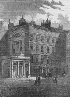 Messrs Christie and Manson's original auction rooms, Westminster, London, c1860 (1878). Artist: Unknown.