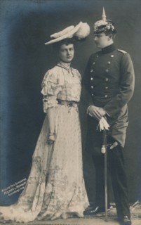 'German couple. With male in dress uniform', 1906. Artist: Unknown.