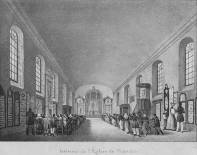 Interieur de l'Eglise de Waterloo', c1830. Artist: Unknown.