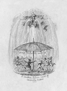 'St. Swithin Patron Saint of Umbrella Makers', 1829. Artist: George Cruikshank.