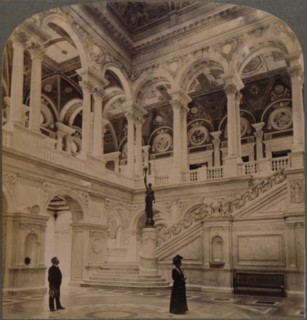 'Decorative splendors of the Entrance Hall of the great Congressional Library, Washington, U.S.A.',  Artist: Unknown.