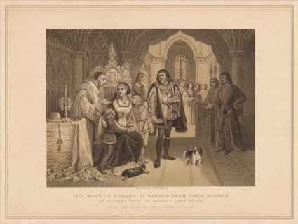 'The Son's of Edward IV Parted from their Mother, by Richard Duke of Gloucester, June 16th 1483', ( Artist: W Ridgway.