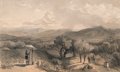 'The Valley of Baidar, from Rear Petroski's Villa, Looking East', 1856. Artists: Jonathan Needham, William Simpson.