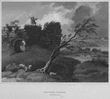 'Mitford Castle, Northumberland', 1814. Artist: John Greig.