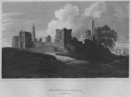 'Warkworth Castle, Northumberland', 1814. Artist: John Greig.