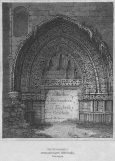 'West Entrance to Holyrood Chapel, Edinburgh', 1814. Artist: John Greig.