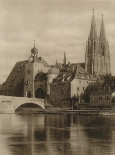 'Regensburg - Bridge-Gate and Cathedral Towers', 1931. Artist: Kurt Hielscher.