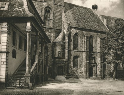 'Freinsheim (Pfalz). Town Hall steps - Church', 1931. Artist: Kurt Hielscher.