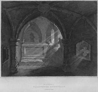 'The Interior of Warkworth Hermitage, Northumberland', 1814. Artist: John Greig.
