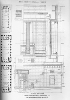 Detail of main facade - Federal Reserve Bank, Richmond, Virginia, 1922. Artist: Sill, Buckler & Fenhagen.